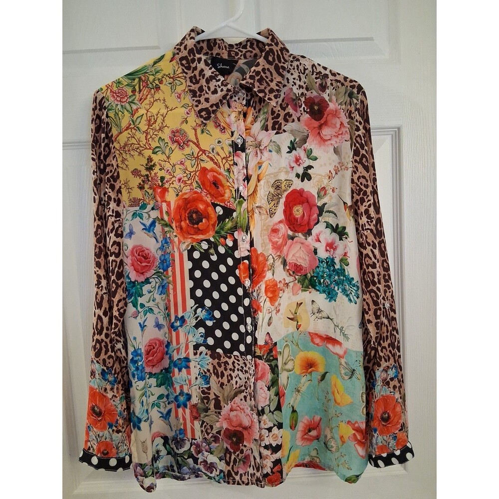 Shana Silk Viscose Tunic Women’s Size M Floral Art Bohemian Fairycore